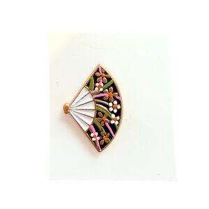 Y2K JHB 2000 Japanese Collection Hand Painted Fan Button NOS Kawaii